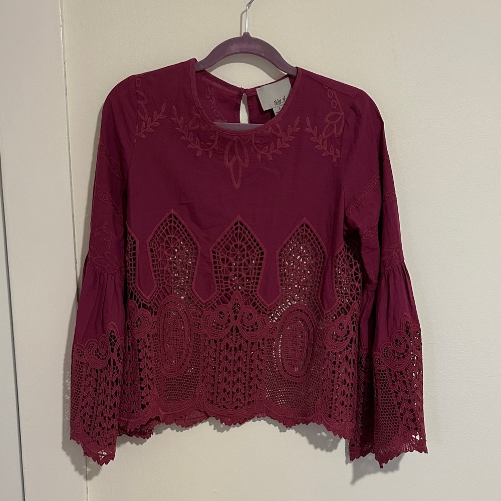 Elegant Burgundy Lace Blouse